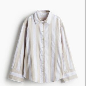 Classic Beige and White Striped Men's Shirt